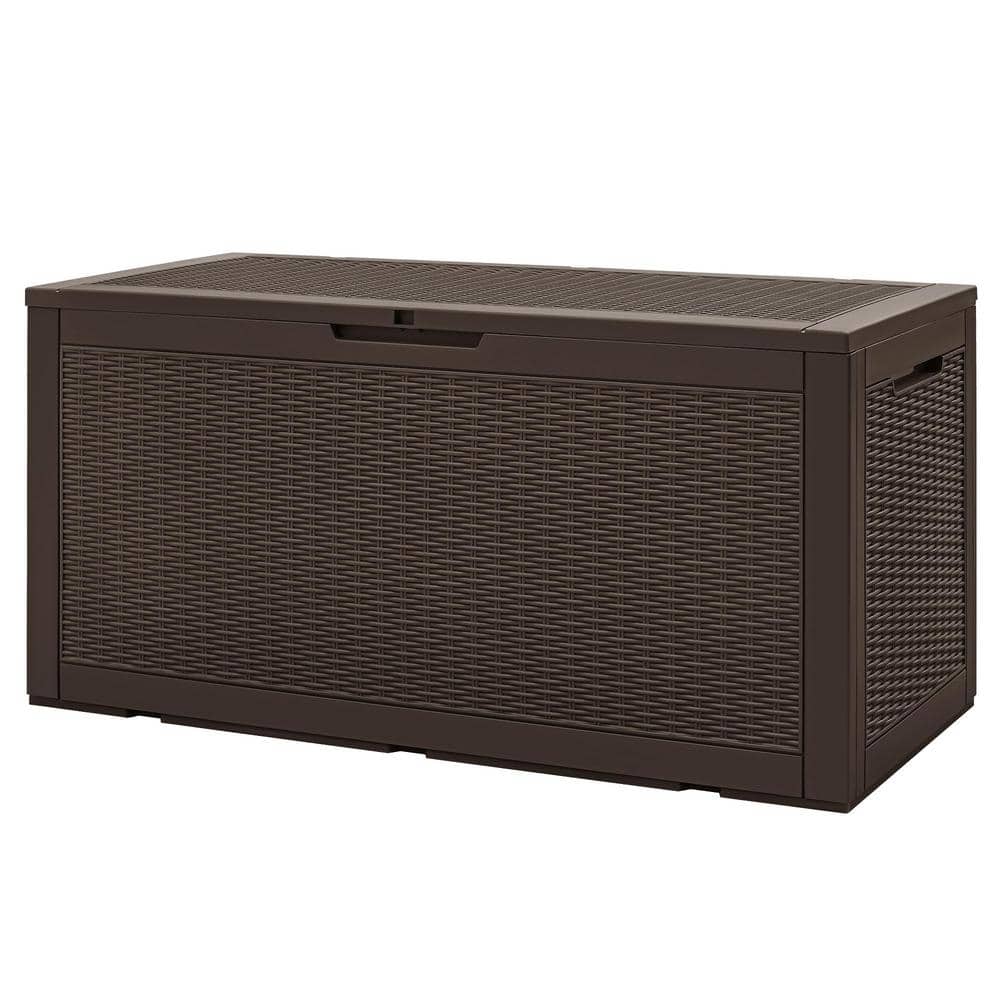 Deep Brown 100 Gallon Lockable Plastic Deck Box