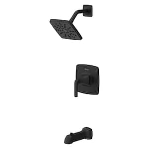 Bruxie 1-Handle 1-Spray Tub and Shower Faucet in Spot Defense Matte Black (Valve Included)