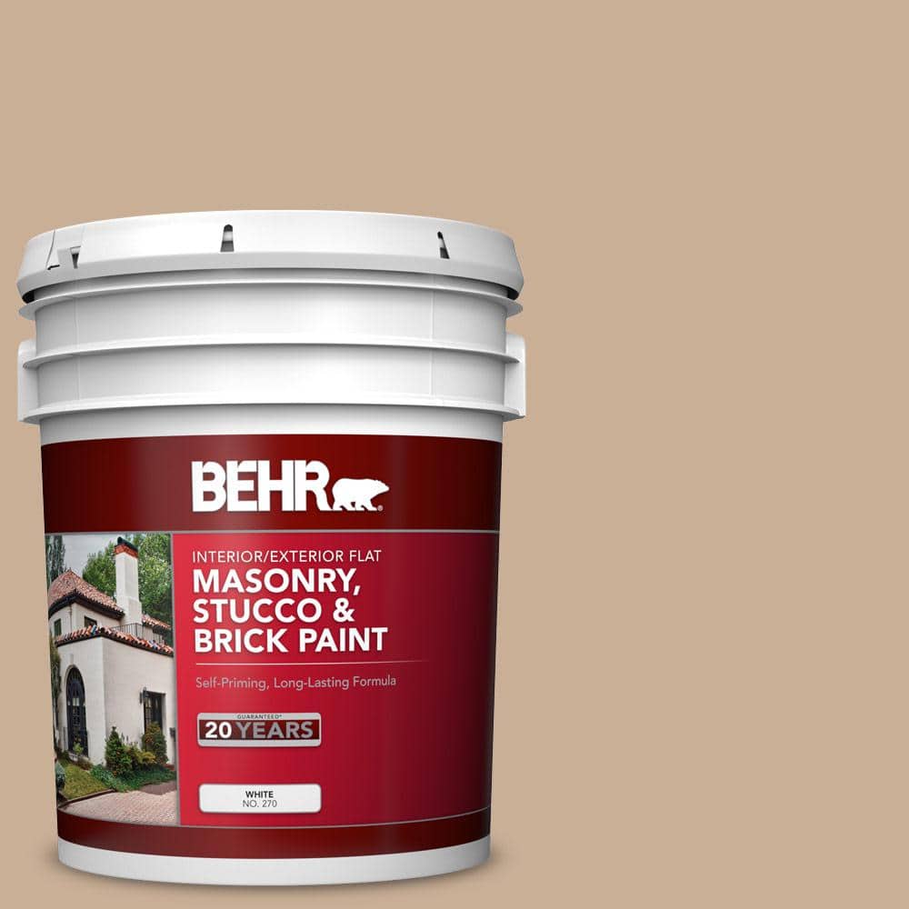 5 gal. #N260-3 Polo Tan Flat Interior/Exterior Masonry, Stucco and Brick Pa