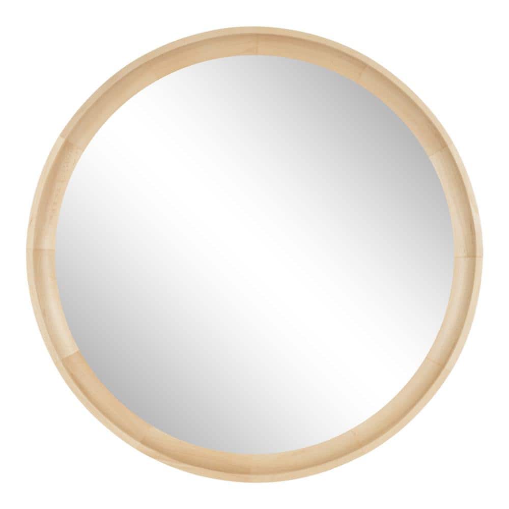 Hatherleigh 24" Natural Wood Round Bathroom Vanity Mirror