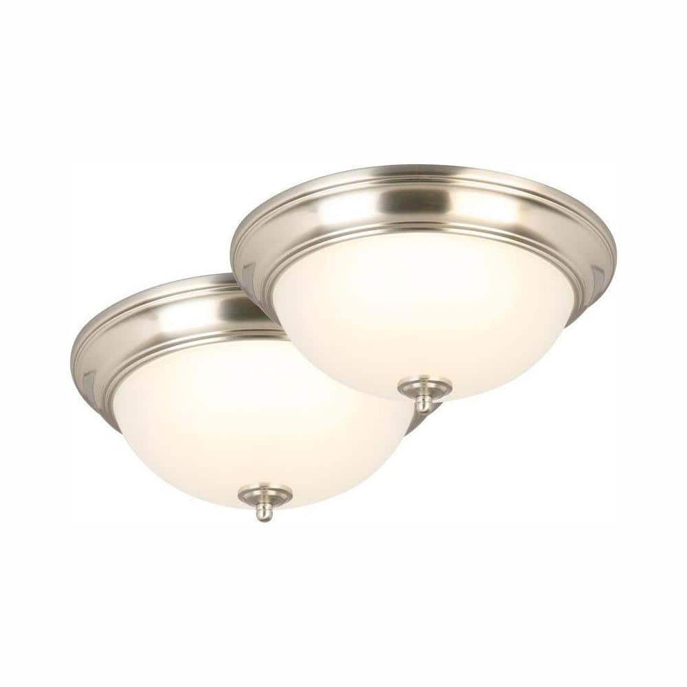 PRIVATE BRAND UNBRANDED 13 in. Brushed Nickel LED Flush Mount (2-Pack)  JAL8011L/BN - The Home Depot