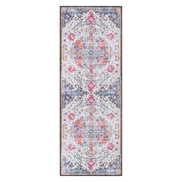 World Rug Gallery Distressed Bohemian Machine Washable 2'6"x10' Multi Runner Rug