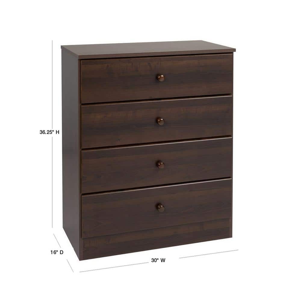 Astrid Espresso 4-Drawer Vertical Wood Dresser