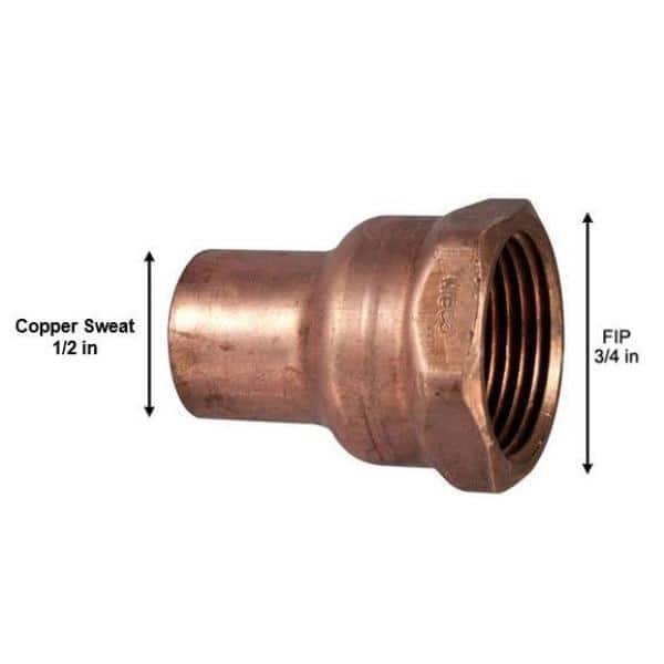 1-1/4" C x 1" Male NPT Threaded Copper Adapter