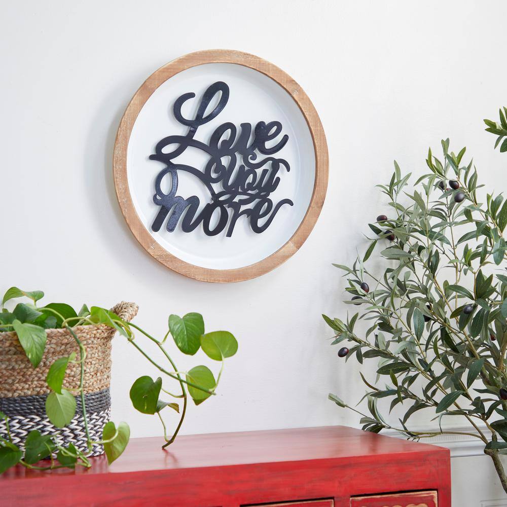 White and Brown Metal and Wood Round Farmhouse Wall Decor