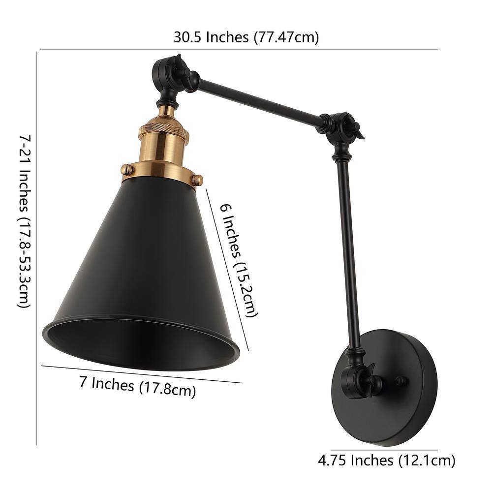 Rover Adjustable Arm Matte Black & Brass Gold LED Wall Sconce