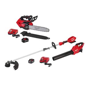 M18 FUEL 14 in. Top Handle 18V Lithium-Ion Brushless Cordless Chainsaw Kit & String Trimmer/Blower Combo Kit(3-Tool)