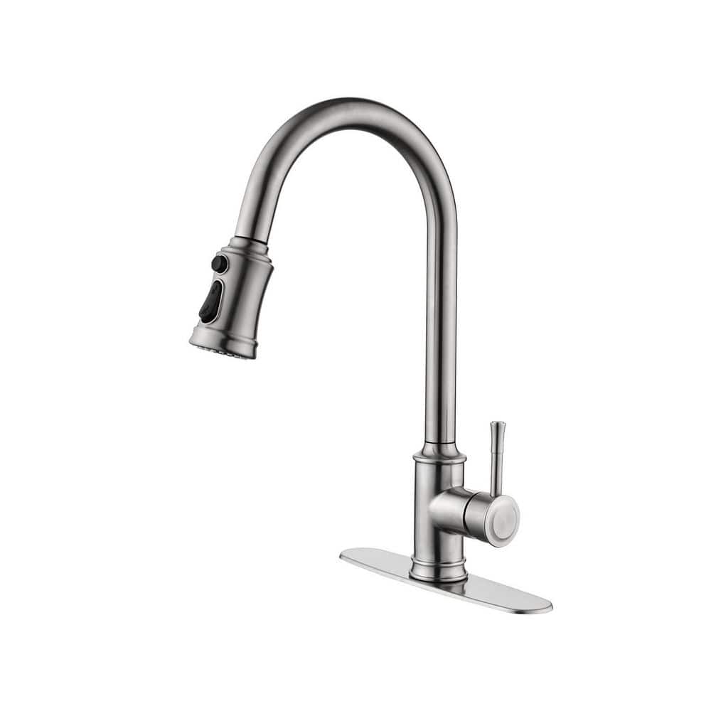 16.7 in. Single Handle Pull Out Kitchen Faucet in Brushed Nickel 360° Spout Swivel price history on PriceWatchPro