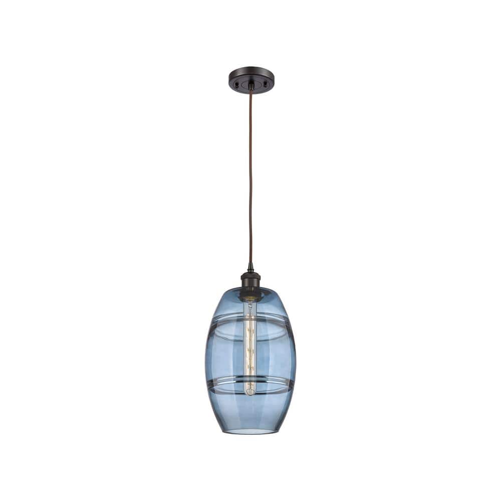 Vaz 100-Watt 1-Light Oil Rubbed Bronze Standard Mini Pendant Light with Painted Glass Shade, No Bulbs Included price history on PriceWatchPro