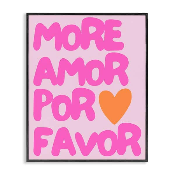 Stupell Industries More Amor with Heart by House of Lulu Black Framed Typography Giclee Art Print 30 in. x 24 in.