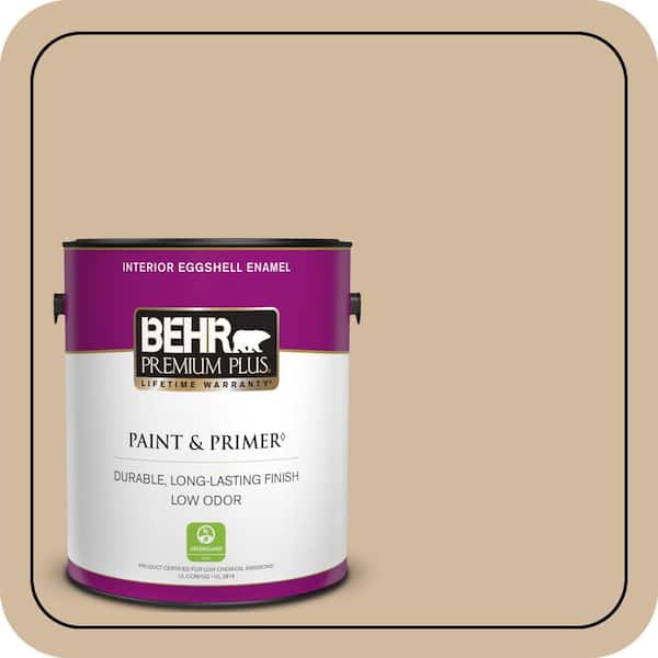 BEHR PREMIUM PLUS 1 gal. #S280-3 Practical Tan Eggshell Enamel Low Odor Interior Paint & Primer