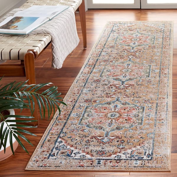 Cornelia 2 ft. x 8 ft. Gold Distressed Medallion Runner Rug