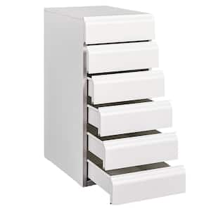 11.42 in. W x 25.91 in. H x 16.93 in. D 6 Drawer Storage Metal Chest, Freestanding Cabinet with Sliding Rail (White)