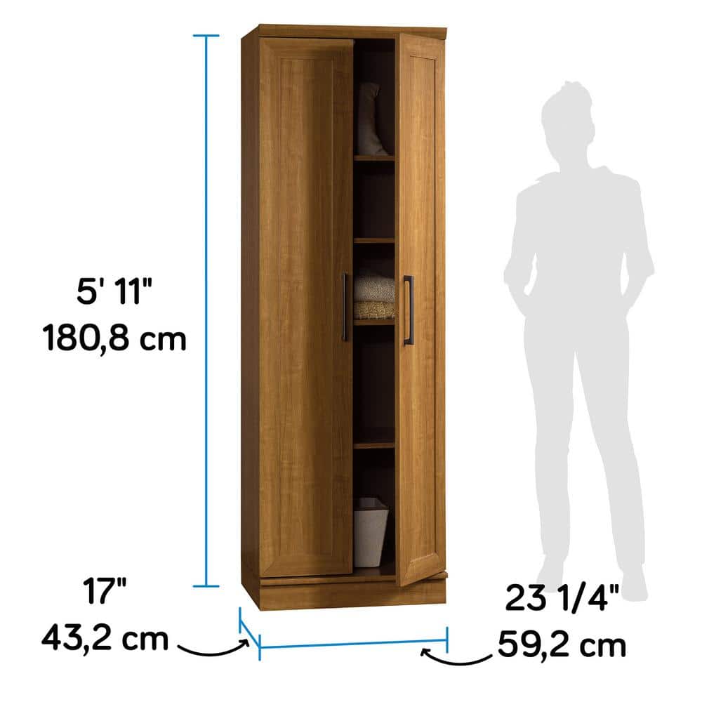 Sienna Oak Tall Engineered Wood Storage Cabinet