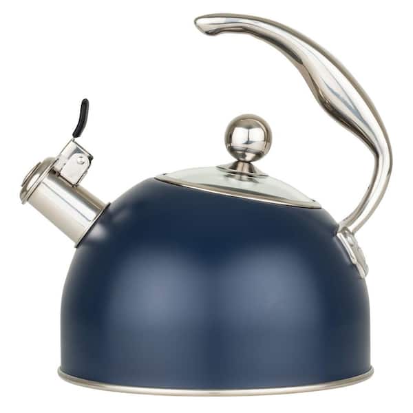 Viking 2.6 Qt. 10 cups Stainless Steel Whistling Kettle with 3-Ply Base, Slate Blue