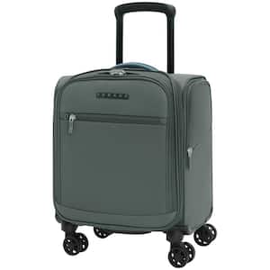 14 in. Grey Spinner Carry On Underseat Luggage with USB Port, Softside Small Suitcase, Plus