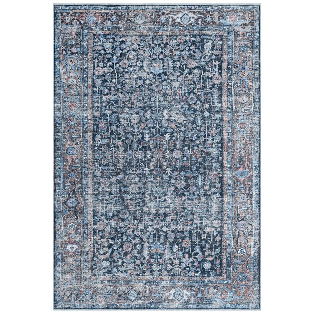 Everwash Callaghan Edith Blue 4 ft. x 6 ft. Geometric Machine Washable
