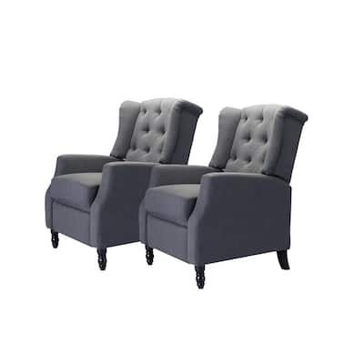 Carina Grey Manual Recliner with Tufted Back (Set of 2)