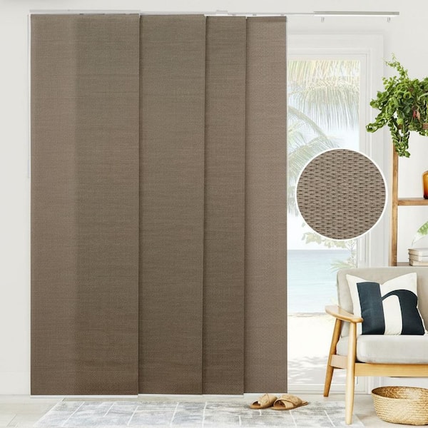 Woven Cut-to-Size Truffle Light Filtering Adjustable Sliding Panel Track Blind w/ 23 in Slats Up to 86 in. W X 96 in. L