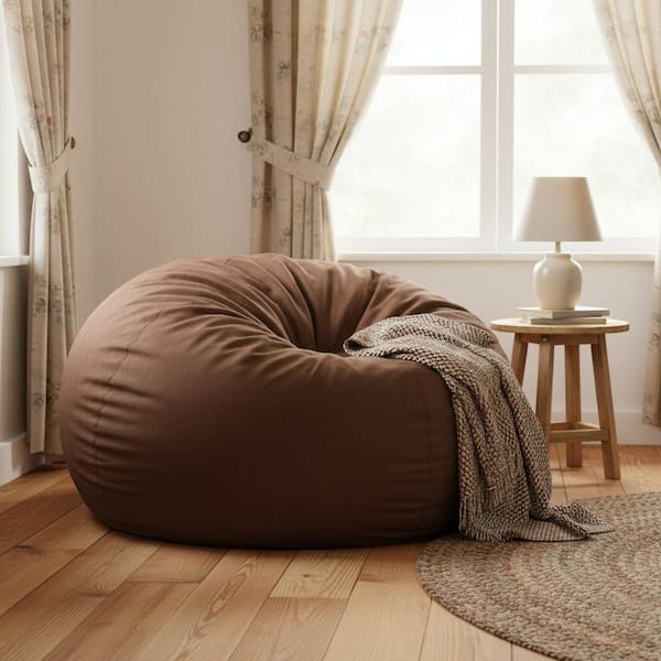 Homy Casa Prota Large Caramel Microfiber Bean Bag Chair with