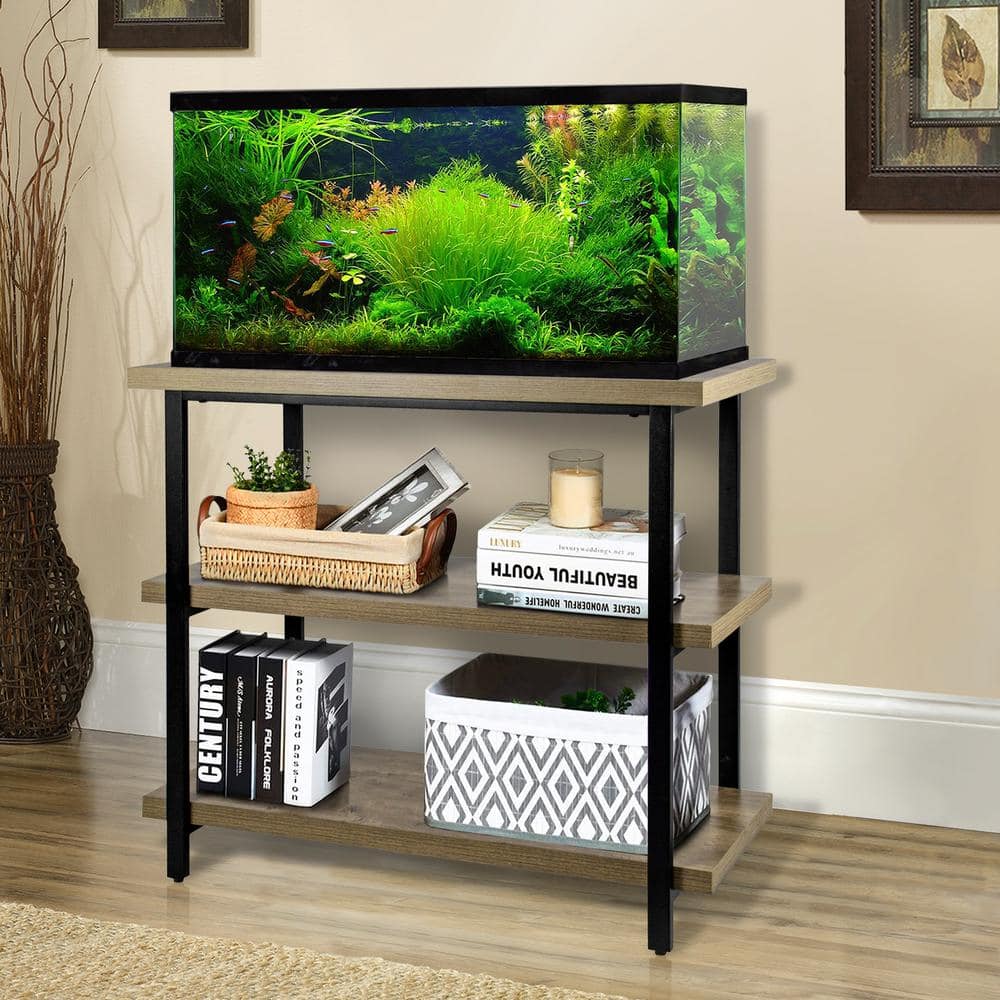 Aquarium Fundamentals Black and Gray 29 in. Accent Cabinet with 3 Shelves w