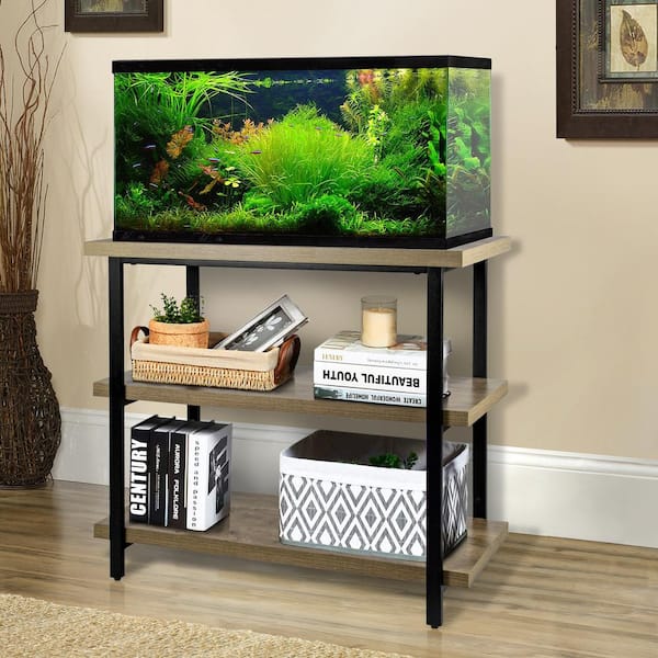 Aquatic Fundamentals Aquarium Fundamentals Black and Gray 29 in. Accent Cabinet with 3 Shelves with Steel Frame for 29 or 37 gal. Aquariums