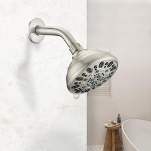 7-Spray Patterns with 1.8 GPM 5 in. Single Wall Mount Fixed Shower Head in Brushed Nickel