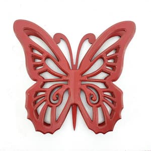 Mariana Red Rustic Butterfly Wooden Wall Decor
