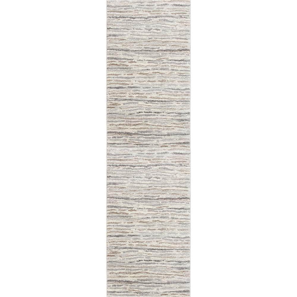 Home Decorators Collection Shoreline Ivory/Gray 2 ft. x 7 ft. Striped