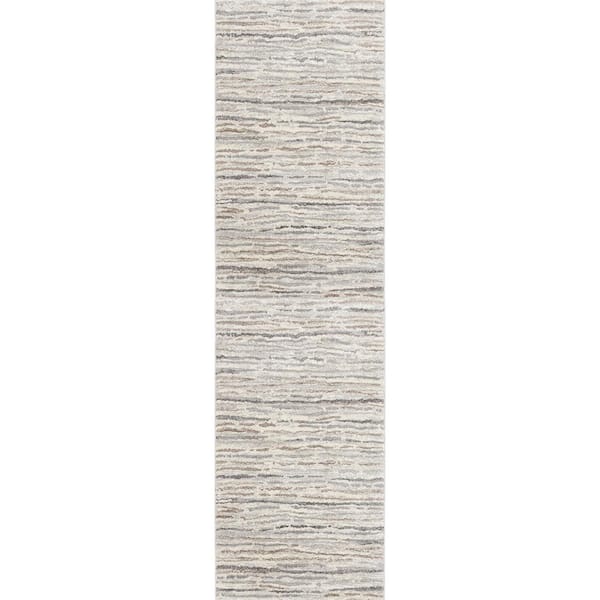 Home Decorators Collection Shoreline Ivory/Gray 2 ft. x 7 ft. Striped Runner Rug