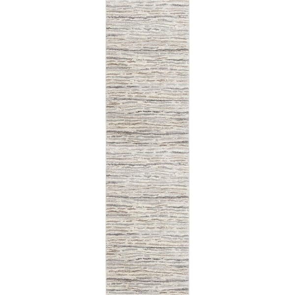 Shoreline Ivory/Gray 2 ft. x 7 ft. Striped Runner Rug