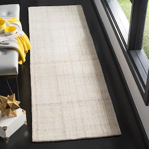 Abstract Ivory/Beige 2 ft. x 20 ft. Striped Runner Rug