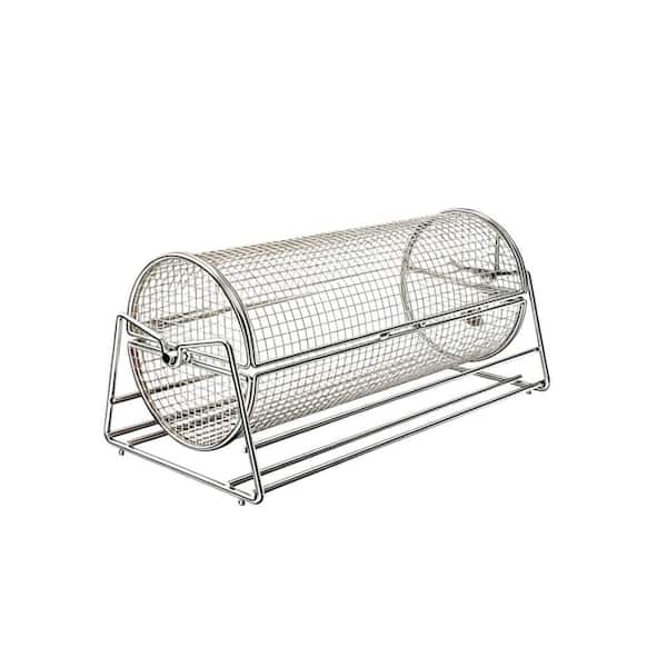 304 Stainless Steel Rotatable Rolling Grill Basket for BBQ, Vegetables, Shrimp and Birthday Gifts (1-Pack)