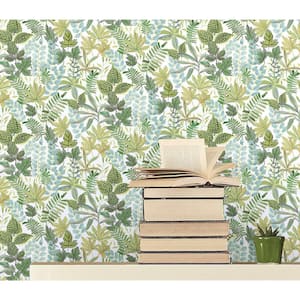 White and Green Watercolor Tropics Peel and Stick Wallpaper (Covers 28.29 sq. ft.)