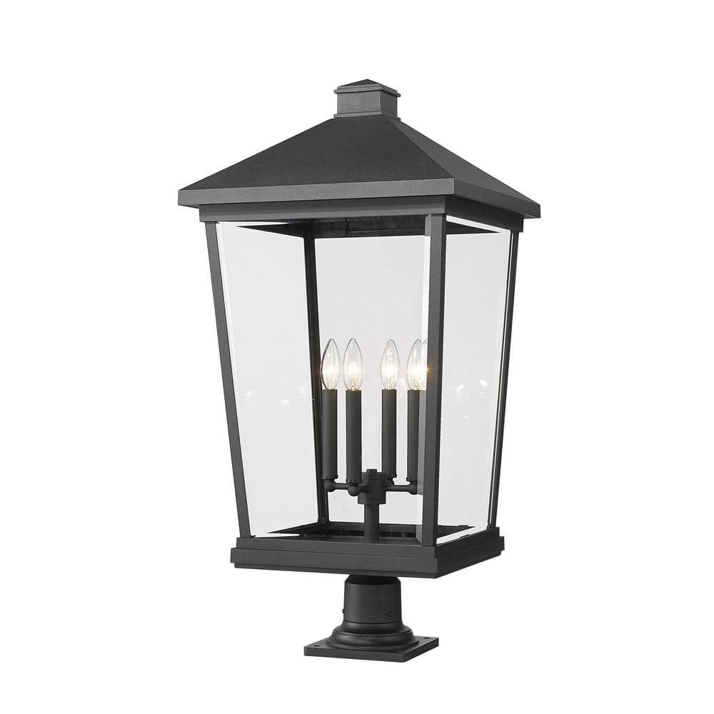 Beacon 33 in. 4-Light Black Aluminum Hardwired Outdoor Weather Resistant Pi