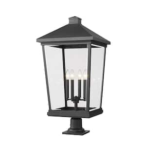 Beacon 33 in. 4-Light Black Aluminum Hardwired Outdoor Weather Resistant Pier Mount Light with No Bulb included