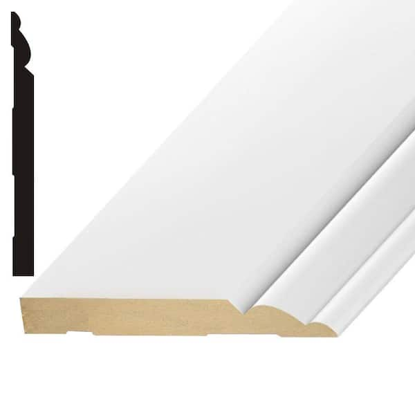 Builder's Choice Pro Pack 218 9/16 in. x  5 1/4 in. x  144 in. Primed MDF Baseboard Moulding (6-Pack − 72 Total Linear Feet)