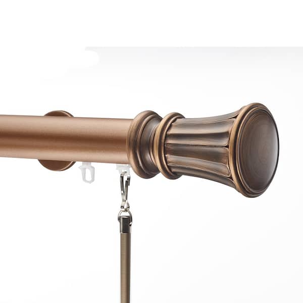 Art Decor Tekno 40 60 in. Non-Adjustable 1.5 in. Single Traverse Window Curtain Rod Set in Sandal with Aron Finial