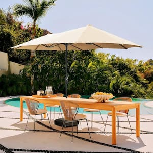 13 ft. Market Patio Umbrella 2-Side in Beige with Mobile Base