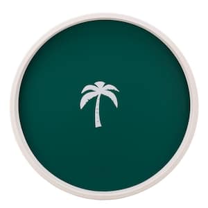 PASTIMES Palm Tree 14 in. W x 1.3 in. H x 14 in. D Round Tropic Green Leatherette Serving Tray