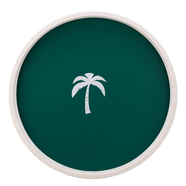 Kraftware PASTIMES Palm Tree 14 in. W x 1.3 in. H x 14 in. D Round Tropic Green Leatherette Serving Tray