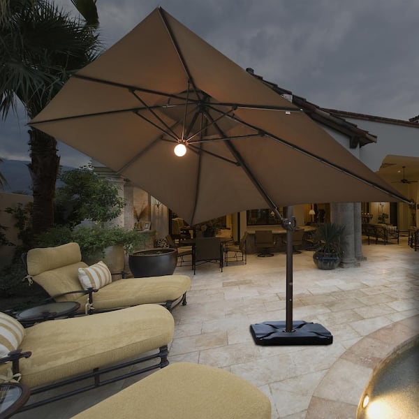 Abba Patio 12 Ft X 9 Aluminum Cantilever Solar Light Umbrella With Cross Base In Cocoa Hdldrc912dt - Abba Patio Rectangular Offset Umbrella With Cross Base Abba Patio 12 Ft X 9 Aluminum Cantilever Solar Light Umbrella With Cross Base In Cocoa Hdldrc912dt - Abba Patio Rectangular Offset Umbrella With Cross Base