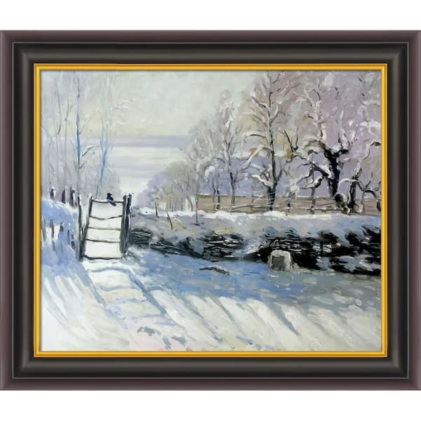 LA PASTICHE Magpie by Claude Monet Opulent Framed Abstract Oil Painting Art Print 26 in. W. x 30 in.