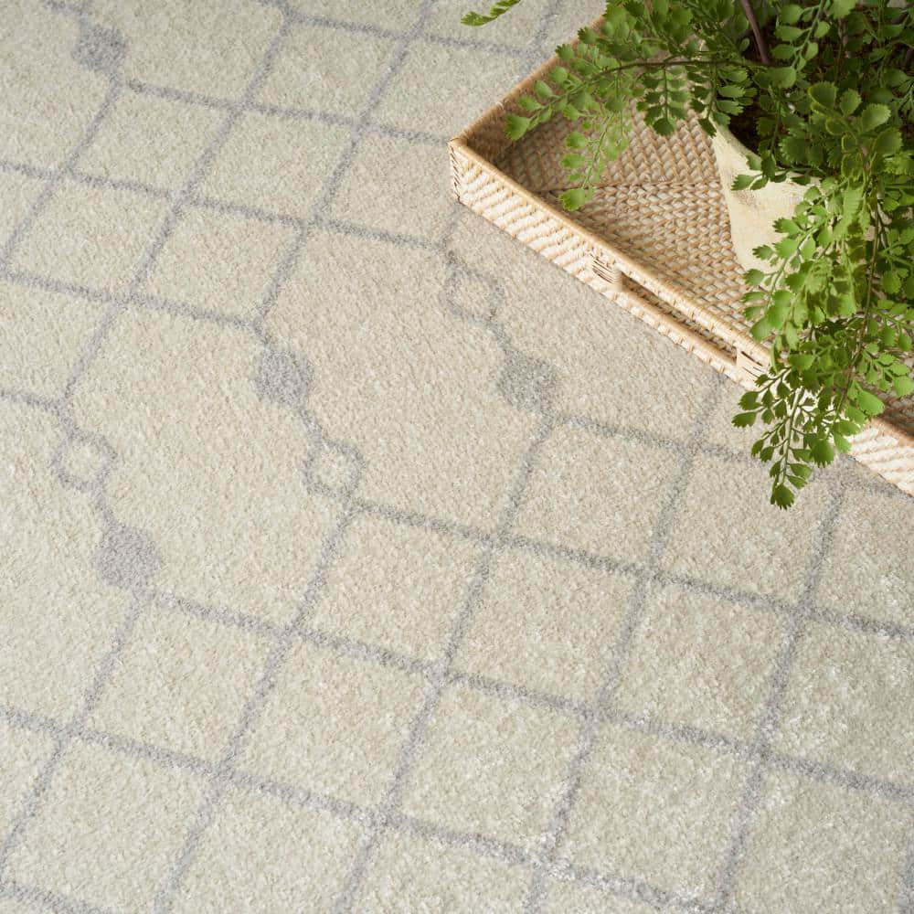 Ivory Trellis 8' x 10' Washable Synthetic Area Rug