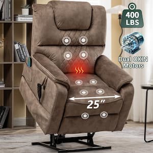 YOFE Large Light Brown Fabric Manual Recliner Chair with USB and 2-Cup  Holders, 360° Swing Massage Heated Single Sofa Chair  CamyBE-GIS00007W1521-Recliner01 - The Home Depot