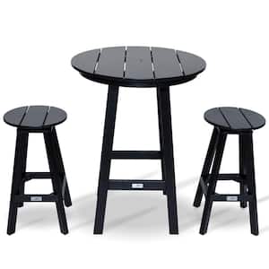 Mason - Cabo Black 3-Piece Plastic Round Outdoor Bar Table Set