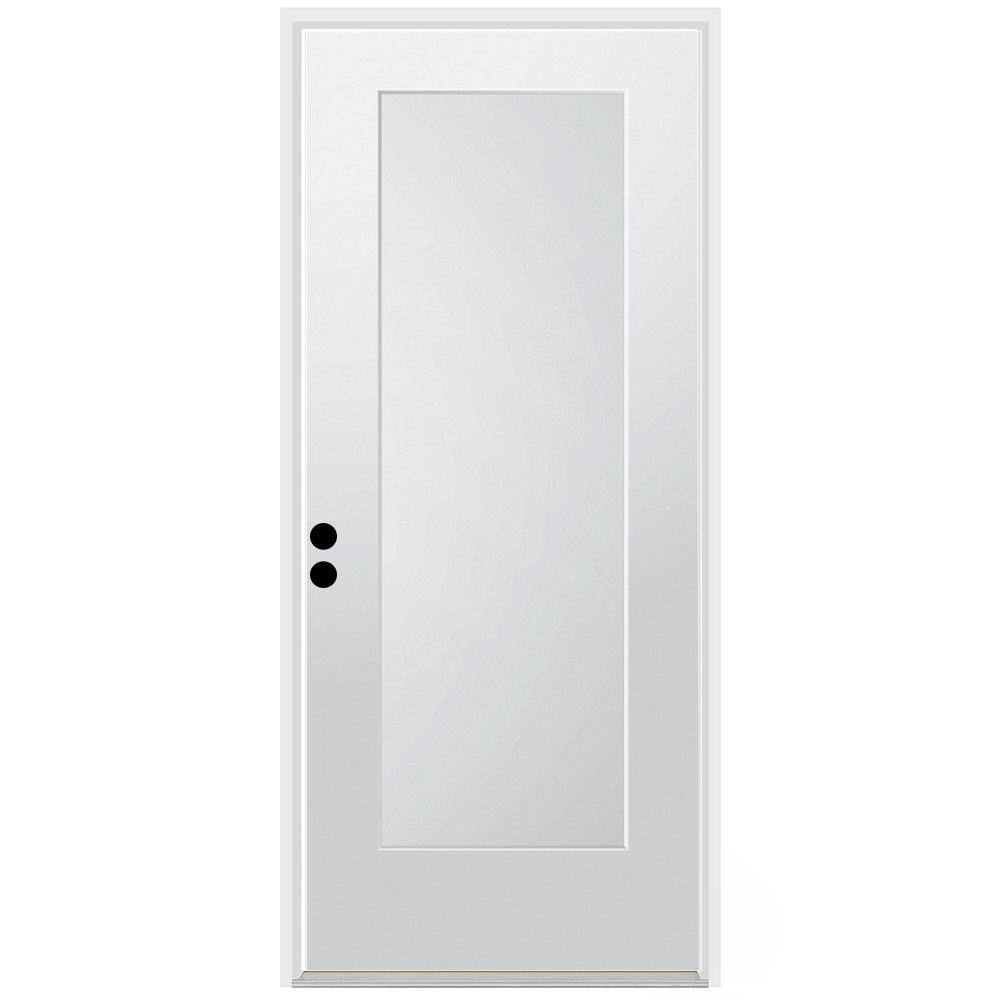 36" x 80" White Fiberglass 1-Panel Shaker Right-Hand Inswing Door