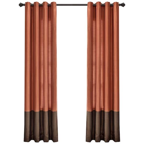 Unbranded Brown/Rust Solid Rod Pocket Room Darkening Curtain - 54 in. W x 95 in. L (Set of 2)