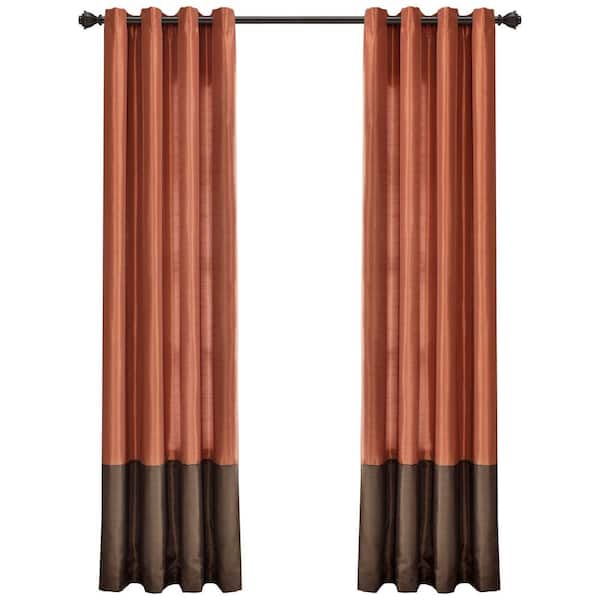Unbranded Brown/Rust Solid Rod Pocket Room Darkening Curtain - 54 in. W x 95 in. L (Set of 2)
