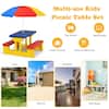 FORCLOVER 1-Piece Plastic Kids Picnic Folding Table and Bench Set Outdoor Dining Set with Umbrella in Yellow COWY-CL70475